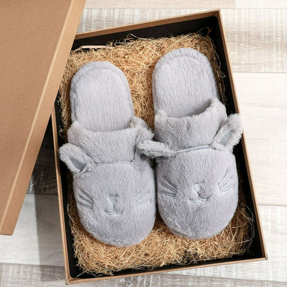 Plusock Cozy Cat Plush House Slippers - Grey - EU44-45(US10-11) - image 8