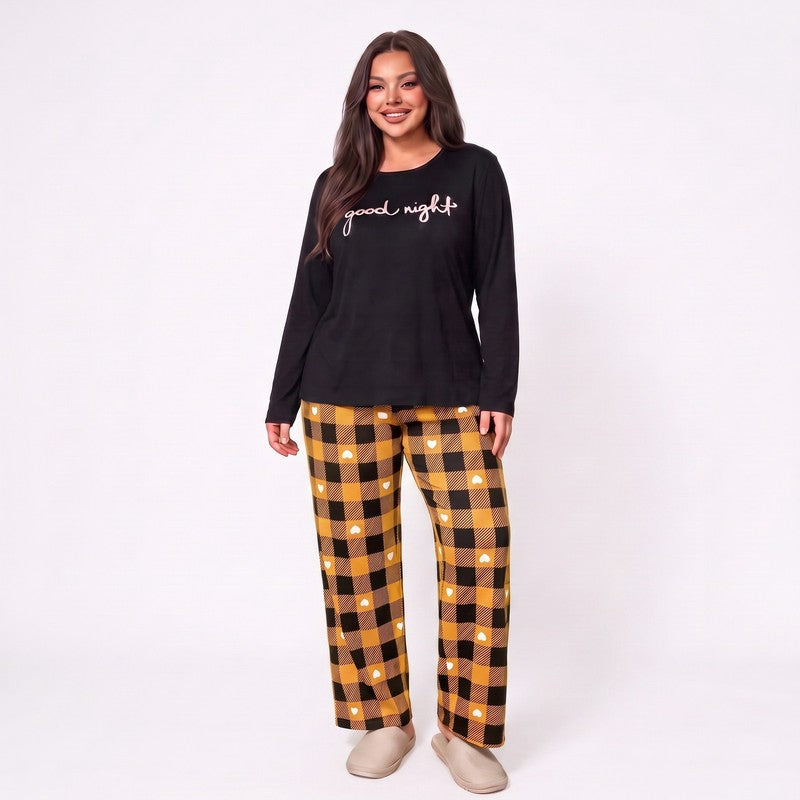 Plusock Good Night Plaid Pajama Set - Yellow - 5XL - image 2