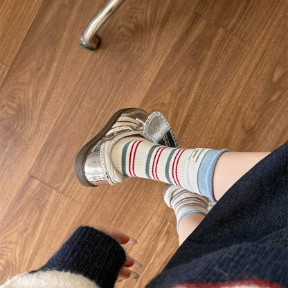 Plusock Retro Striped Knit Quarter Socks (5 Pairs) - image 8