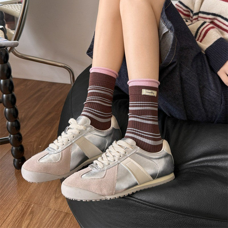 Plusock Retro Striped Knit Quarter Socks (5 Pairs) - image 16