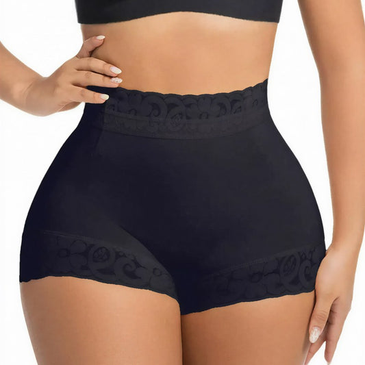 Plusock High Waist Lace Comfort Briefs - Black - 3XL - image 0