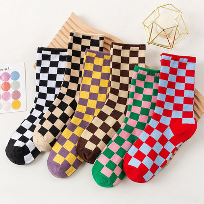 Plusock Checkerboard Street Crew Socks(6 Pairs) - Multicolor - EU35-40 (US2-7) - image 2