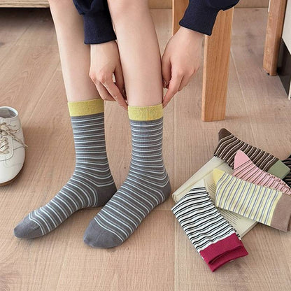 Plusock Retro Striped Knit Quarter Socks (6 Pairs) - image 0