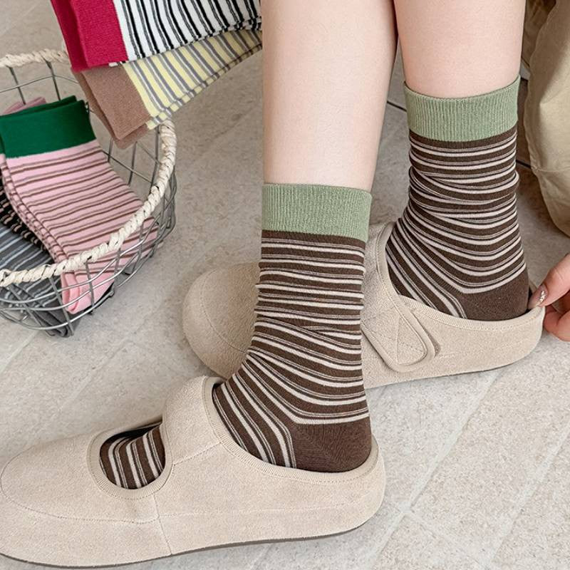 Plusock Retro Striped Knit Quarter Socks (6 Pairs) - image 2