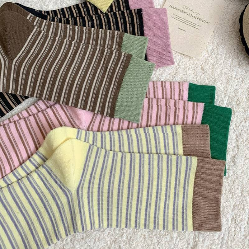 Plusock Retro Striped Knit Quarter Socks (6 Pairs) - image 13