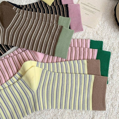 Plusock Retro Striped Knit Quarter Socks (6 Pairs) - image 13