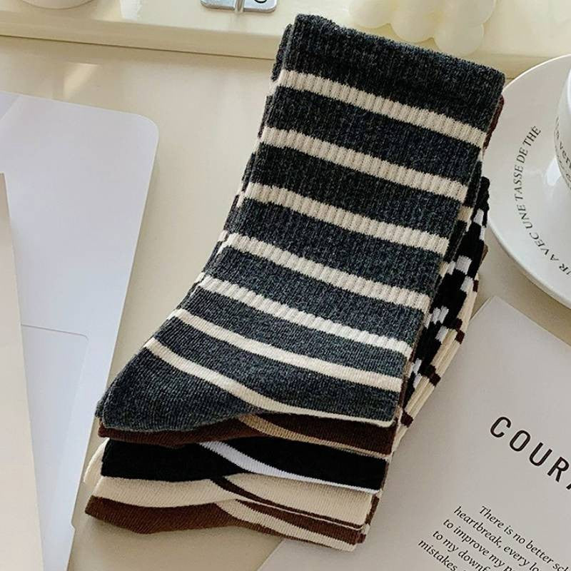 Plusock Retro Striped Cotton Quarter Socks (5 Pairs) - image 3