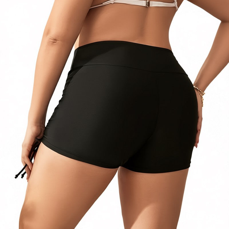 Plusock Black Ruched High Waist Swim Short - image 1