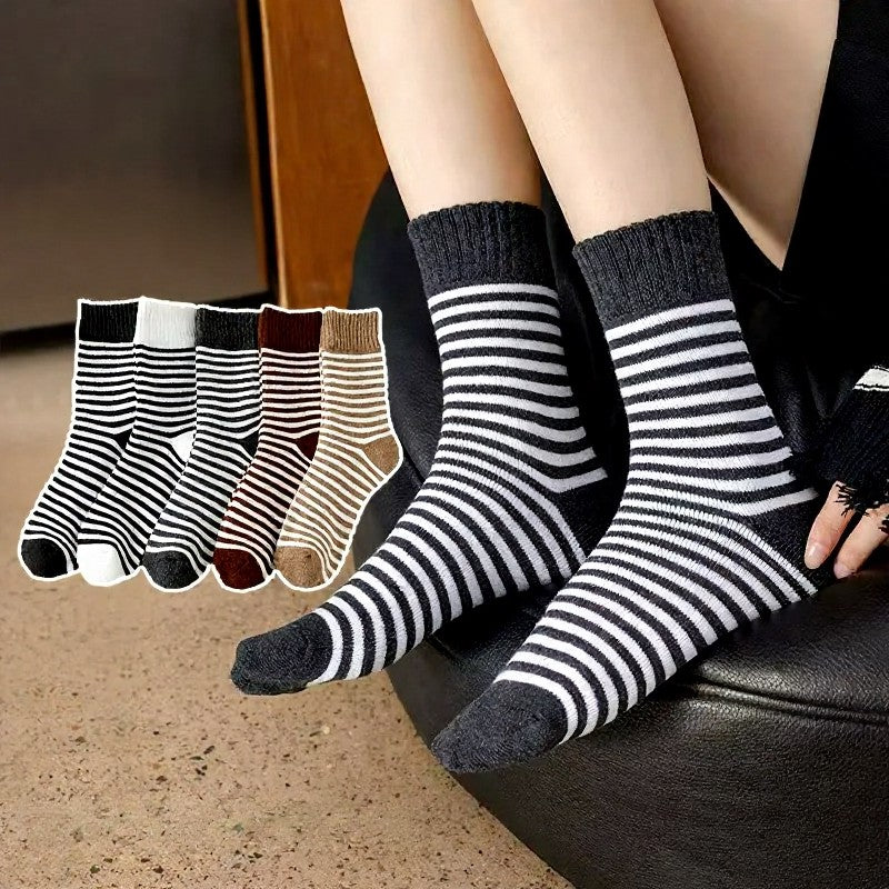 Plusock Cozy Striped Terry Quarter Socks (5 Pairs) - Multicolor - EU36-42(US3-8.5) - image 0