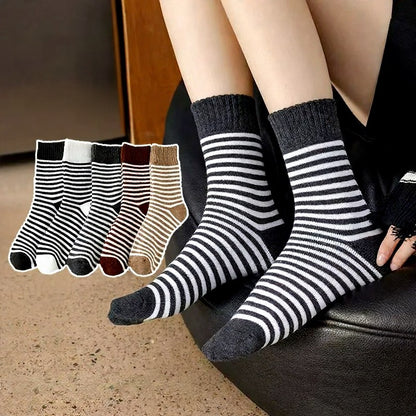 Plusock Cozy Striped Terry Quarter Socks (5 Pairs) - Multicolor - EU36-42(US3-8.5) - image 0