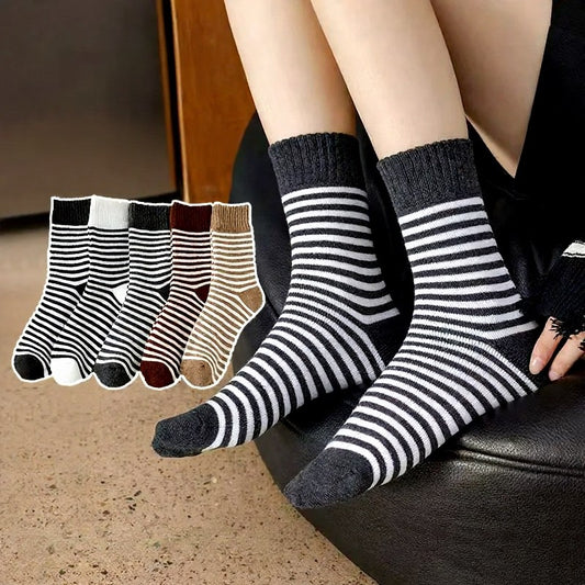 Plusock Cozy Striped Terry Quarter Socks (5 Pairs) - Multicolor - EU36-42(US3-8.5) - image 0