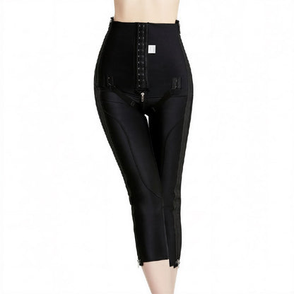 Plusock High-Waisted Adjustable Dual-Zip Capri Shaping Pants - Black - 3XL - image 1