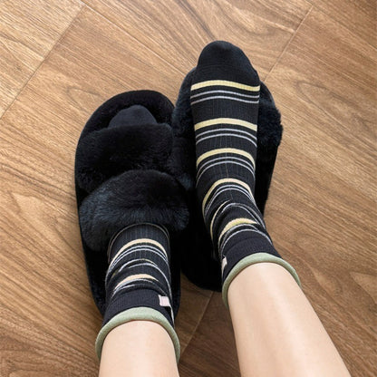 Plusock Retro Striped Knit Quarter Socks (5 Pairs) - image 2