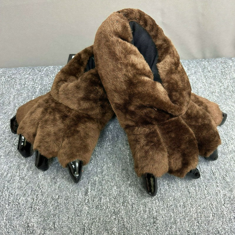 Plusock Monster Paw Plush House Slipper Socks - Coffee - EU36-42(US3-8.5) - image 4
