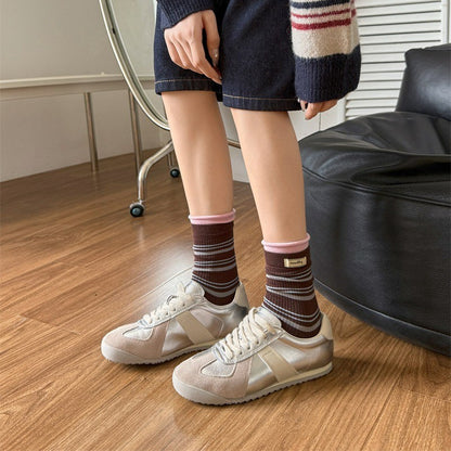 Plusock Retro Striped Knit Quarter Socks (5 Pairs) - image 11