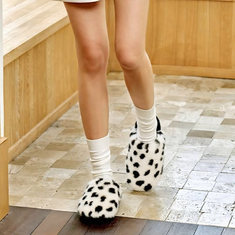 Plusock Cow Print Plush Lined Cozy Warm House Slippers - image 2