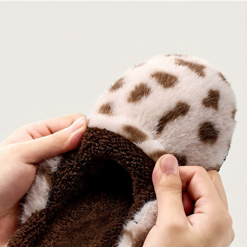 Plusock Cow Print Plush Lined Cozy Warm House Slippers - image 7