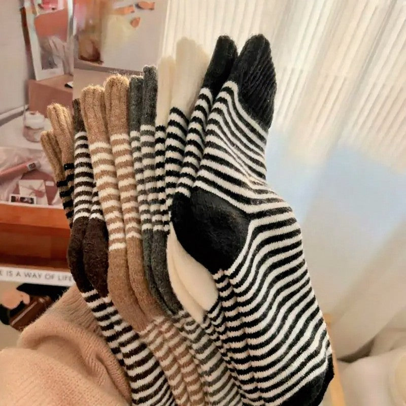 Plusock Cozy Striped Terry Quarter Socks (5 Pairs) - image 12