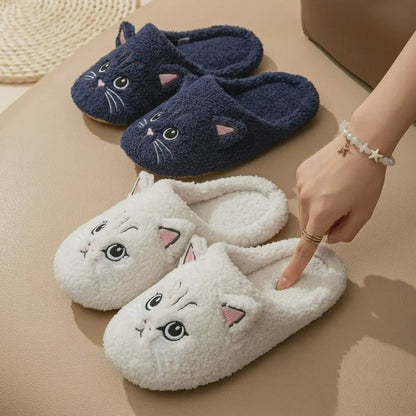 Plusock Warm Cozy Cat Face Plush Indoor House Slippers - image 5