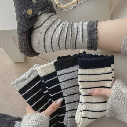 Plusock Cozy Striped Knit Quarter Socks (5 Pairs) - image 2