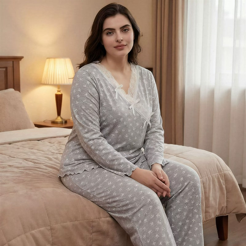 Plusock Bow Lace Wrap Pajama Set - image 1