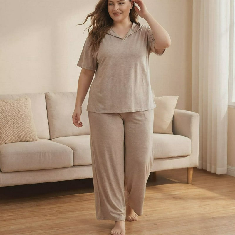 Plusock Loose-fitting With A Hood Pajama Set - Apricot - 4XL - image 0