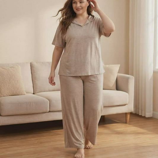 Plusock Loose-fitting With A Hood Pajama Set - Apricot - 4XL - image 0