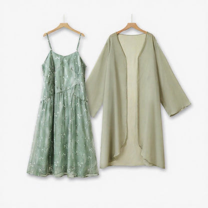 Plusock Sage Floral Two Piece Skirt Set - 2Pcs Set - 6XL - image 0