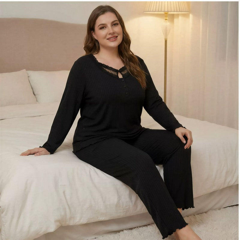 Plusock Lace Solid Color Pajama Set - image 1