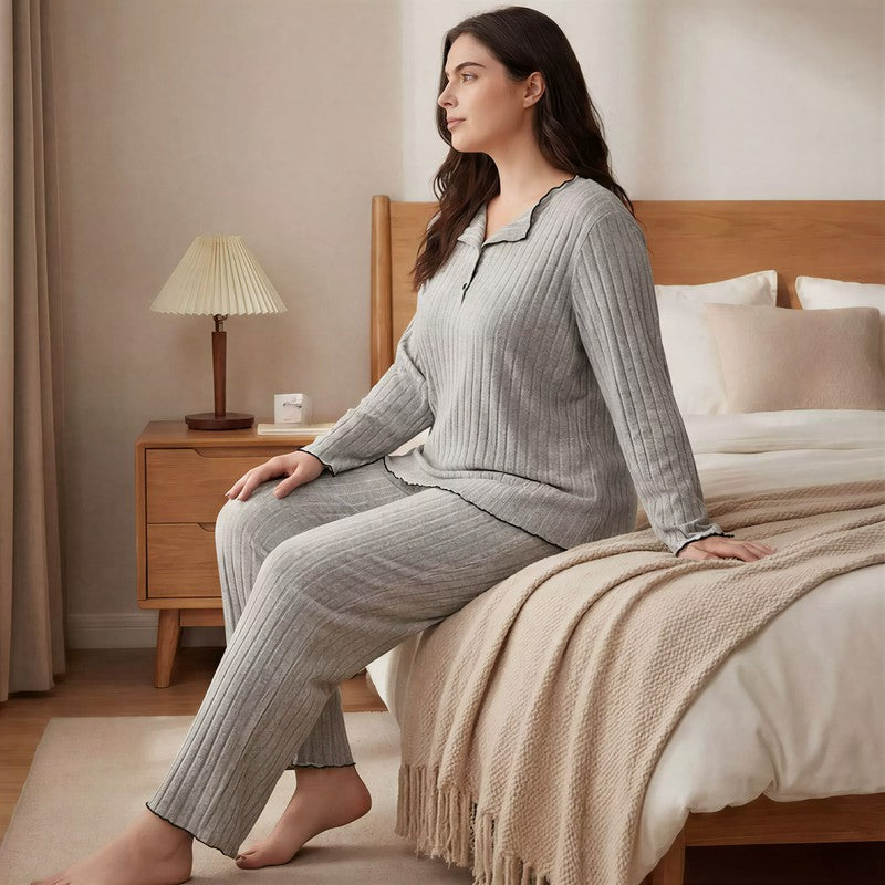 Plusock Soft Ribbed Lounge Pajama Set - image 1