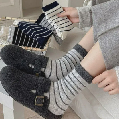 Plusock Cozy Striped Knit Quarter Socks (5 Pairs) - Multicolor - EU36-42(US3-8.5) - image 0
