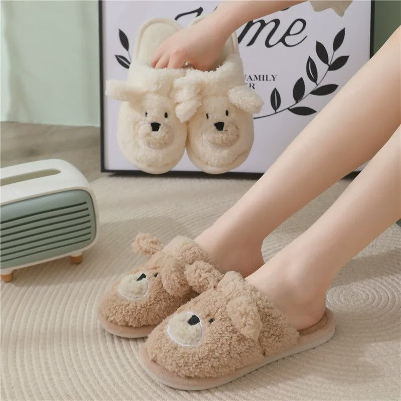 Plusock Cozy Cartoon Bear Plush Indoor Slippers - image 1
