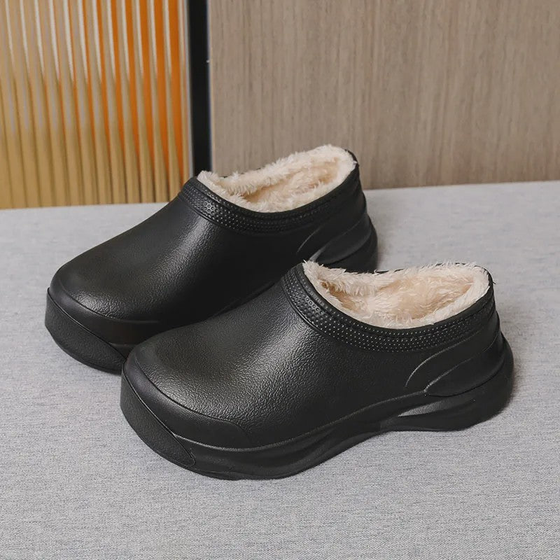 Plusock Cozy Plush Lined Slip On Winter Comfort Work Shoes - Black - EU44-45(US10-11) - image 2