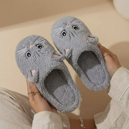 Plusock Warm Cozy Cat Face Plush Indoor House Slippers - image 4