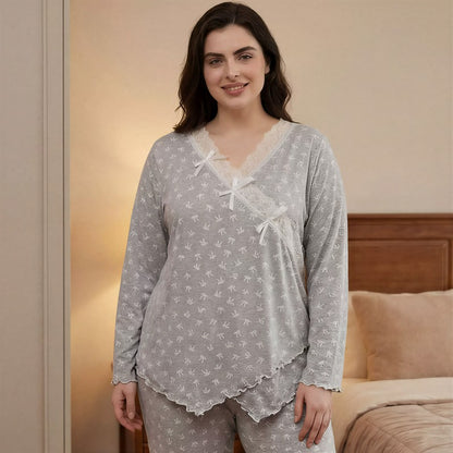 Plusock Bow Lace Wrap Pajama Set - image 2