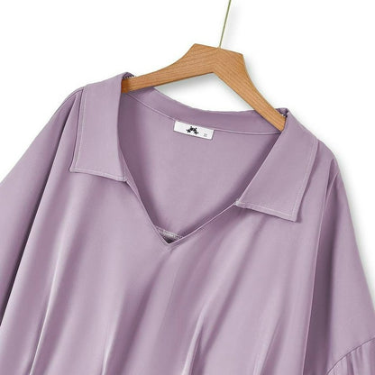 Plusock Draped V Neck Loose Fit Blouse - image 2