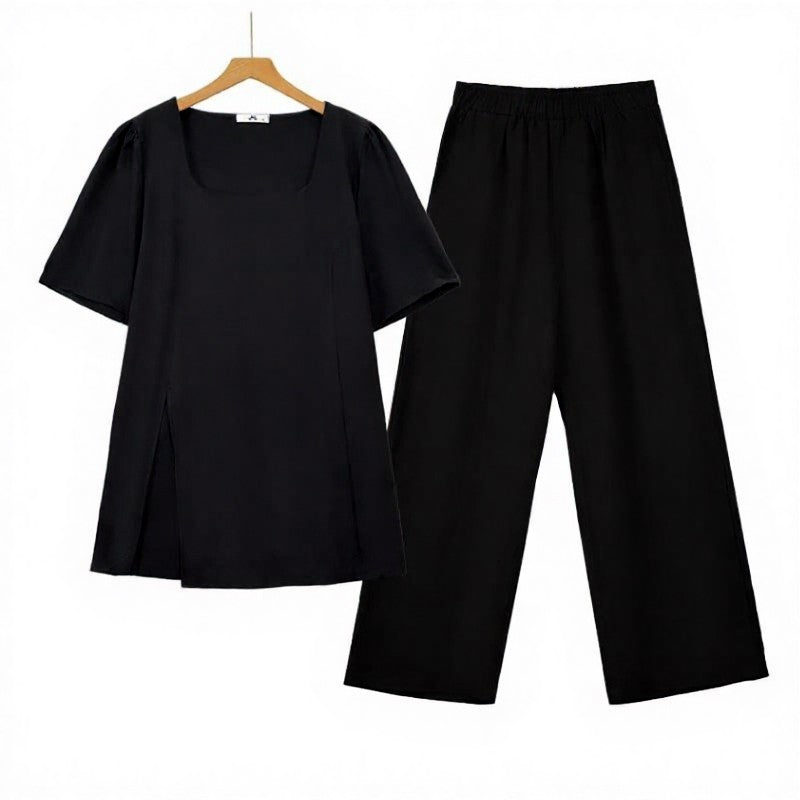 Plusock Minimalist Square Neck Wide Leg Two Piece Pant Set - image 0