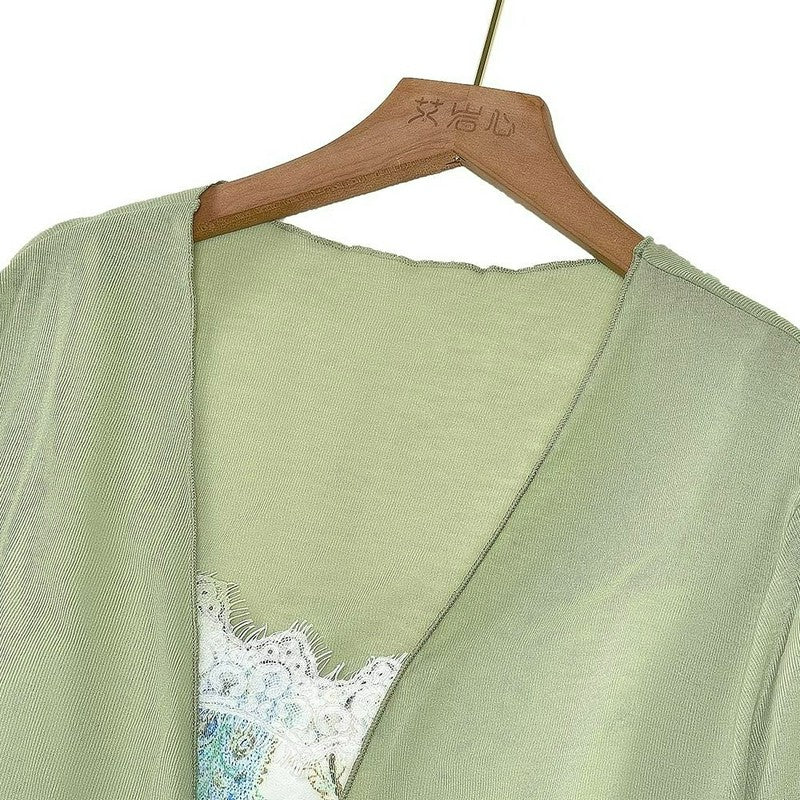 Plusock Floral Satin Dress Cardigan Two-Piece Set - image 4