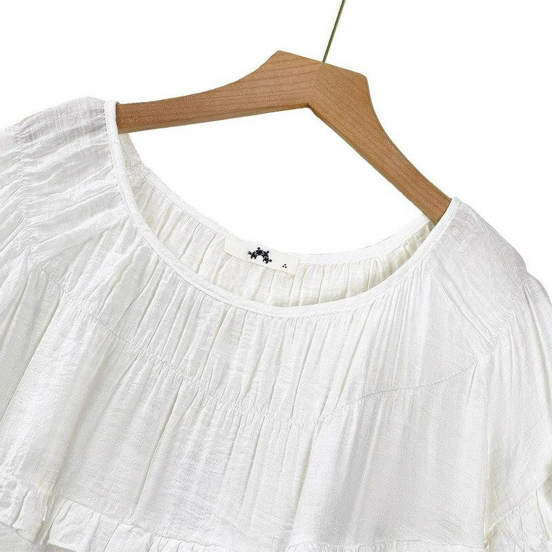 Plusock Crinkled Rayon Blend Ruffle Yoke Blouse - image 4