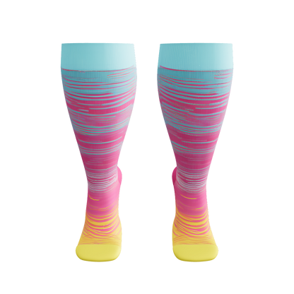 Plusock Plus Size Bright Stripe Compression Socks 2XL-7XL(3 Pairs)