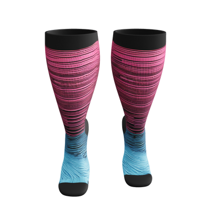 Plusock Colorful Cool Lines Plus Size Compression Socks 2XL-7XL(3 Pairs)
