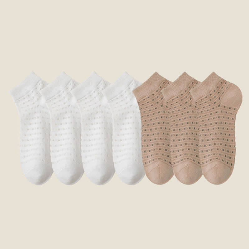 Plus Size Hollow Mesh Ankle Socks(7 Pairs)