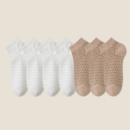 Plus Size Hollow Mesh Ankle Socks(7 Pairs)