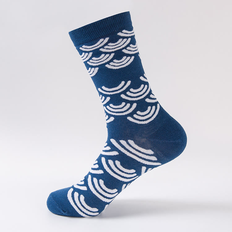 Plusock Plus Size Blue Oyster Crew Socks(5 Pairs)