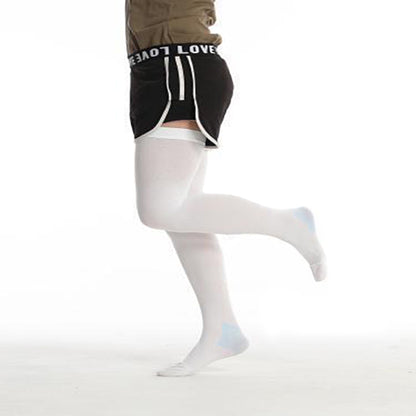 Plus Size White Thigh High Compression Socks