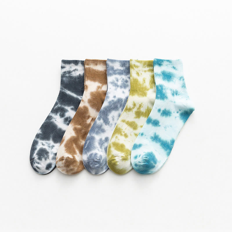 Plus Size Tie-dye Quarter Socks(5 Pairs)