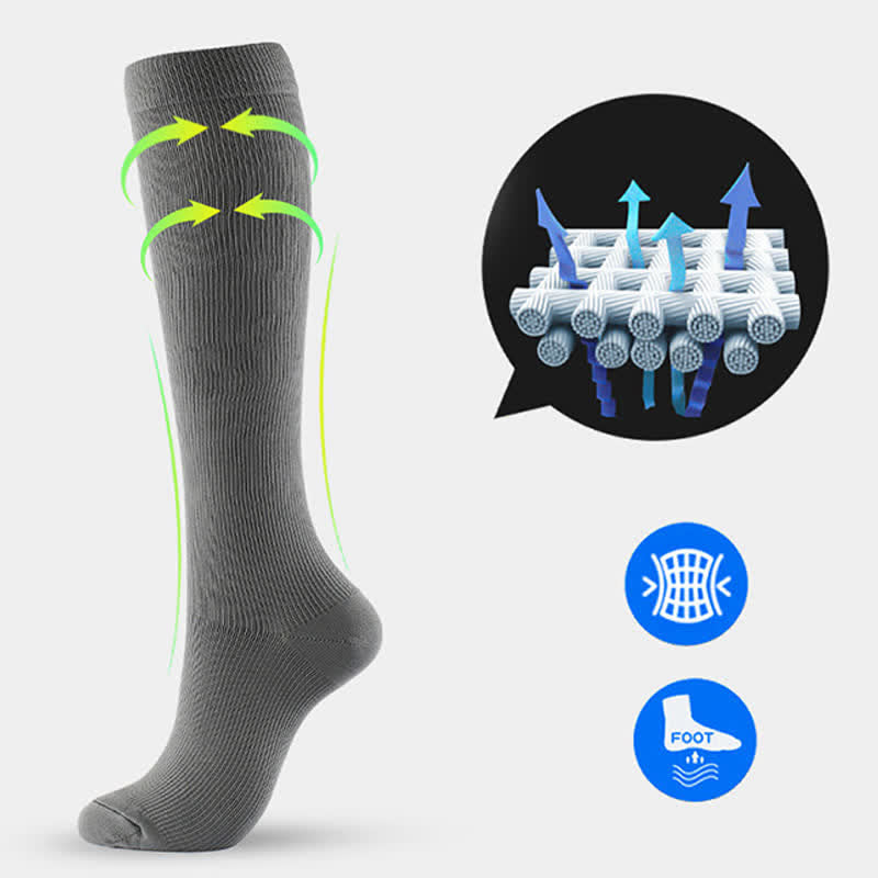 Plus Size Solid Color Anti-slip Compression Socks(6 Pairs)