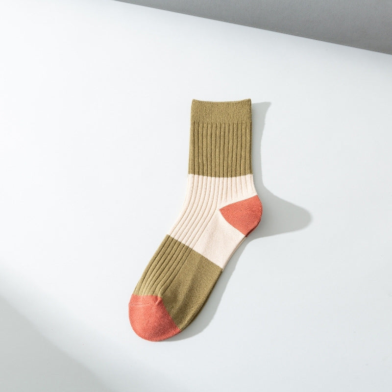 Plus Size Contrast Color Quarter Socks(5 Pairs)