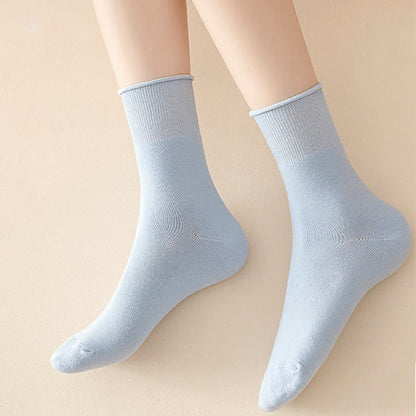 Plus Size Elastic Solid Quarter Socks(6 Pairs)