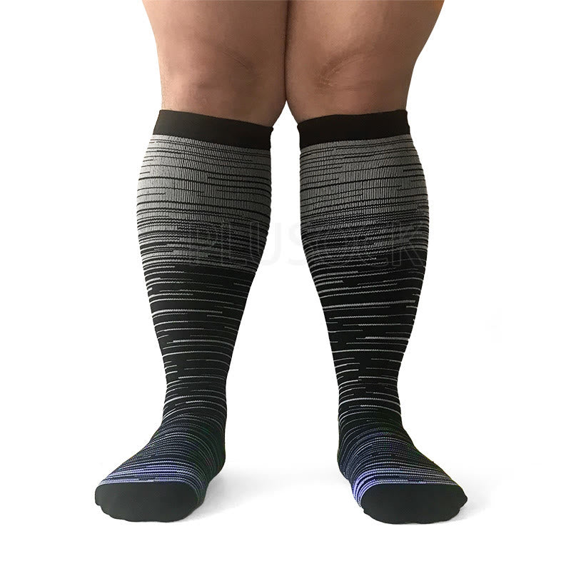 2XL-7XL Colorful Cool Lines Plus Size Compression Socks